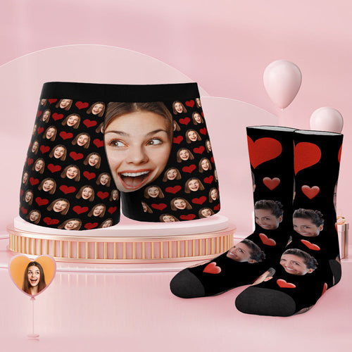 Custom Face Boxer Shorts And Socks Set