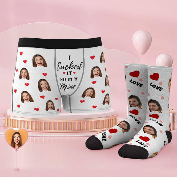 Custom Face Boxer Shorts And Socks Set