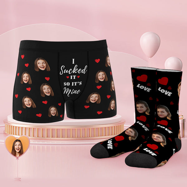 Custom Face Boxer Shorts And Socks Set