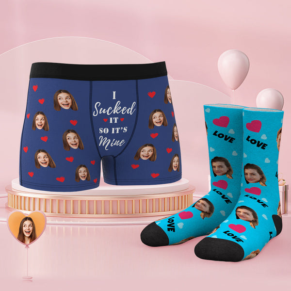 Custom Face Boxer Shorts And Socks Set