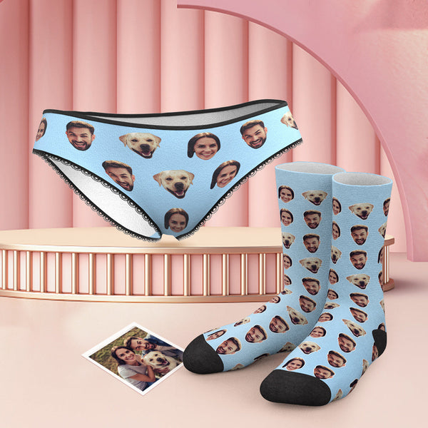 Custom Face Panties And Socks Set - Family