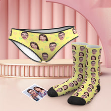 Custom Face Colorful Panties And Socks Set - Heart