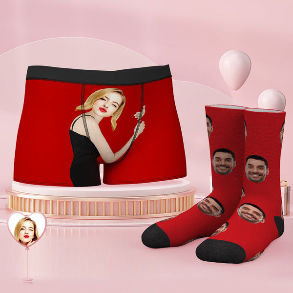 Custom Face Boxer Shorts And Socks Set