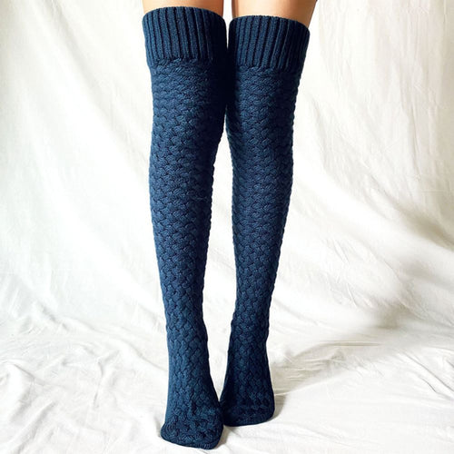 Women'S Winter Leg Warmer Solid Color Overknee Socks With Long Hose Knitted High Socks