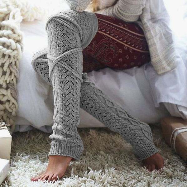 Keeps Warm In Winter Diamond Straps Overknee Long Tube Pile Socks