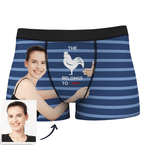 Men's Custom Girlfriends Face Stripe Boxer Shorts With Text
