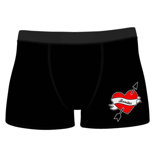 Men's Custom Red Heart Name Boxer Shorts
