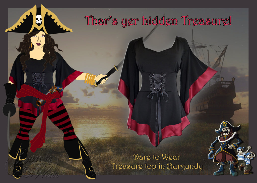 Pirate Costume using Dare to Wear Treasure top in Burgundy