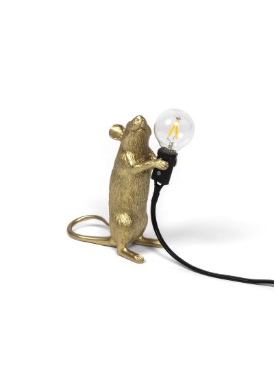 Ritmisch Lagere school limoen Seletti - Lighting: Mouse Lamp Gold Standing Black Cable – La Dolce Vita  Concept Store