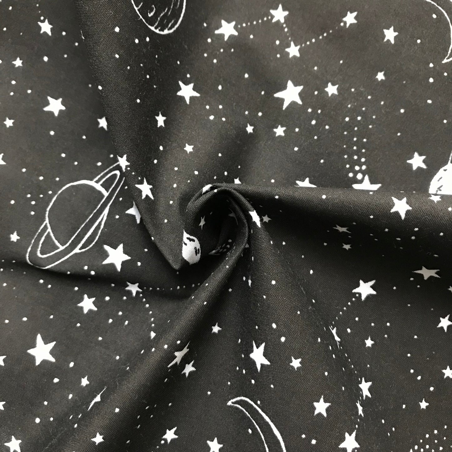 Stars and Planets Polycotton - Black