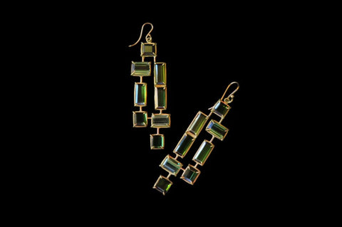 18k & green tourmaline mosaic earrings