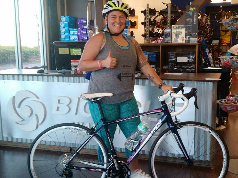 Nicole and her new Liv Avail road bike