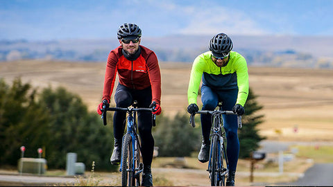 CYCLISTS RIDING IN COLD WEATHER JERSEYS