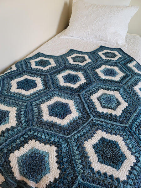 Crochet Kit - Sea Glass Hexagon Afghan