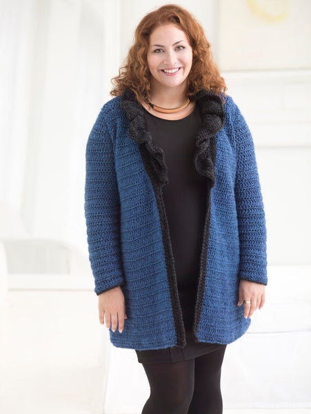 Curvy Girl Ruffled Collar Cardigan (Crochet)