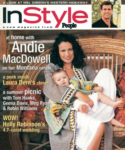 Andie MacDowell with Margaret Qualley August 1995 InStyle Magazine