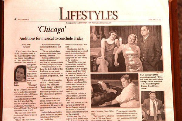 Production of Chicago in Uvalde Leader News for June 2011
