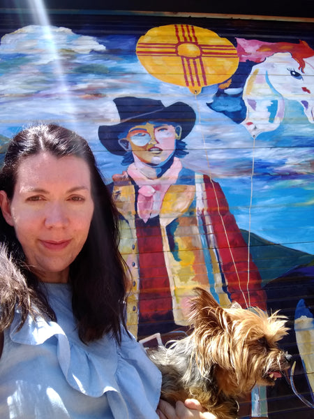 Shiloh Richter with Custard Billy the Kid Mural Ruidoso on Birthday 7.10.19