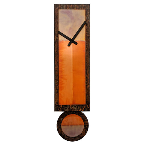 Ginger Copper and Rusted Steel Pendulum Wall Clock by Leonie Lacouette
