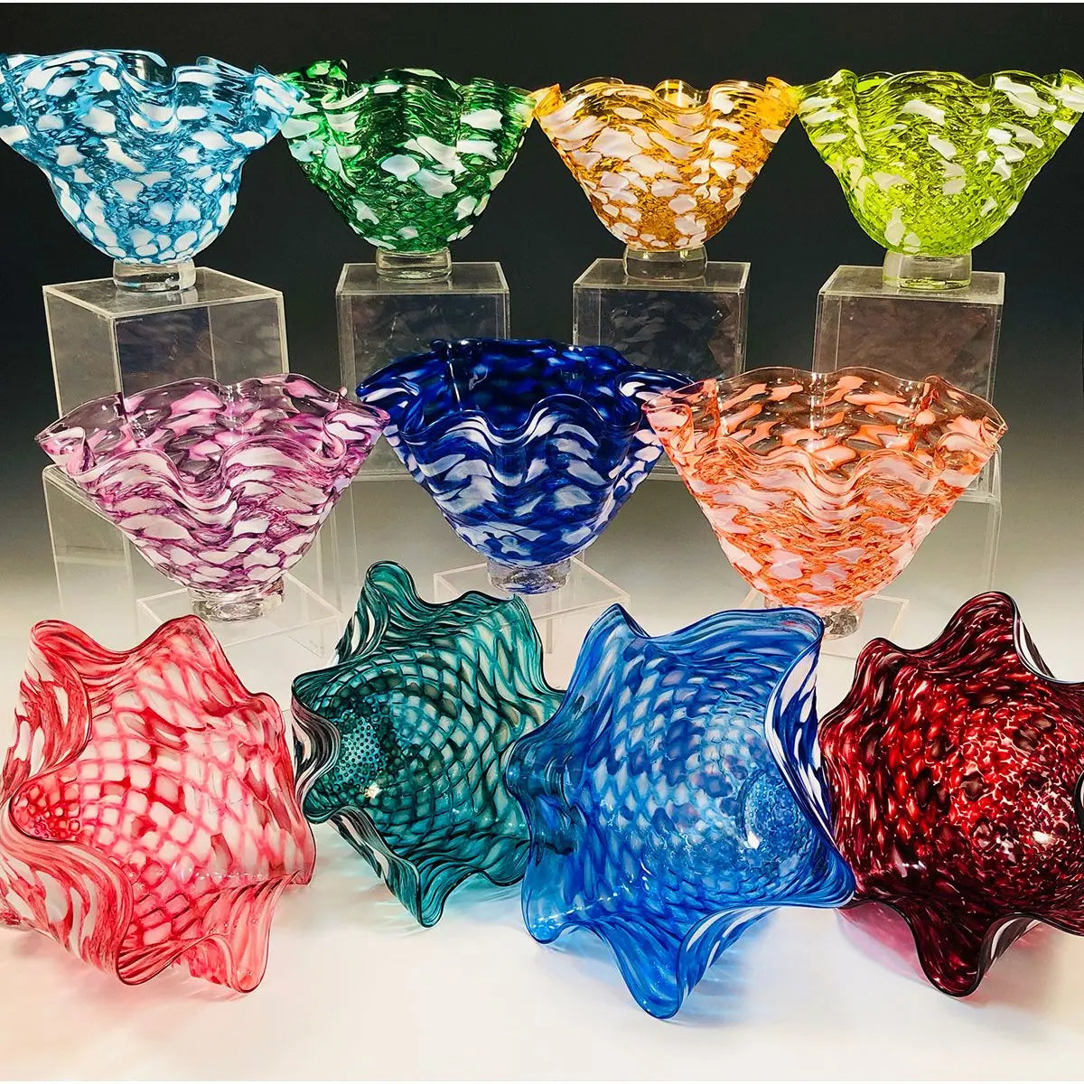 Hot Glass Alley Jake Pfeifer Scallop Bowls Artistic Handblown Glass Sweetheart Gallery