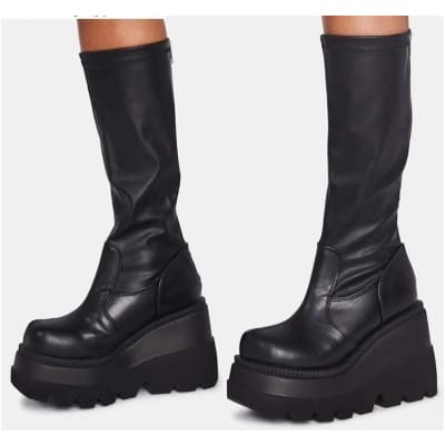 black shin boots