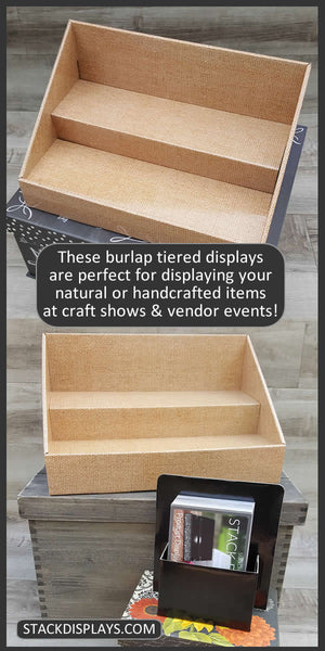 Natural Burlap Cardboard Tiered Vendor Table Stack Display Shelves