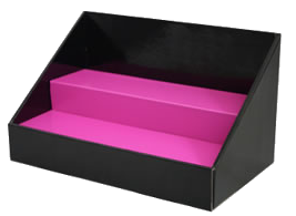 Black And Pink Tiered Cardboard Counter Vendor Or Retail Display