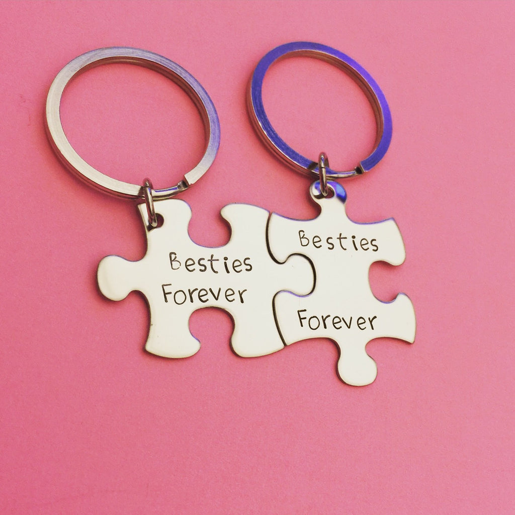 Besties forever, best friend gift, besties keychains, puzzle piece ...