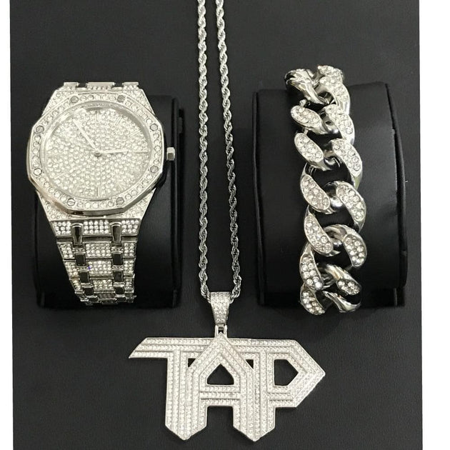 Luxury Hip Hop Diamond Watch Men Jewelry Watch & Bracelet ...