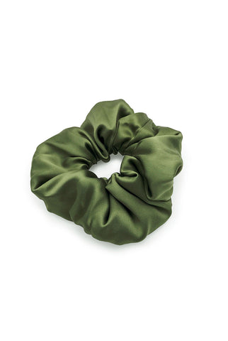 Olive Green Silk oversized scrunchie
