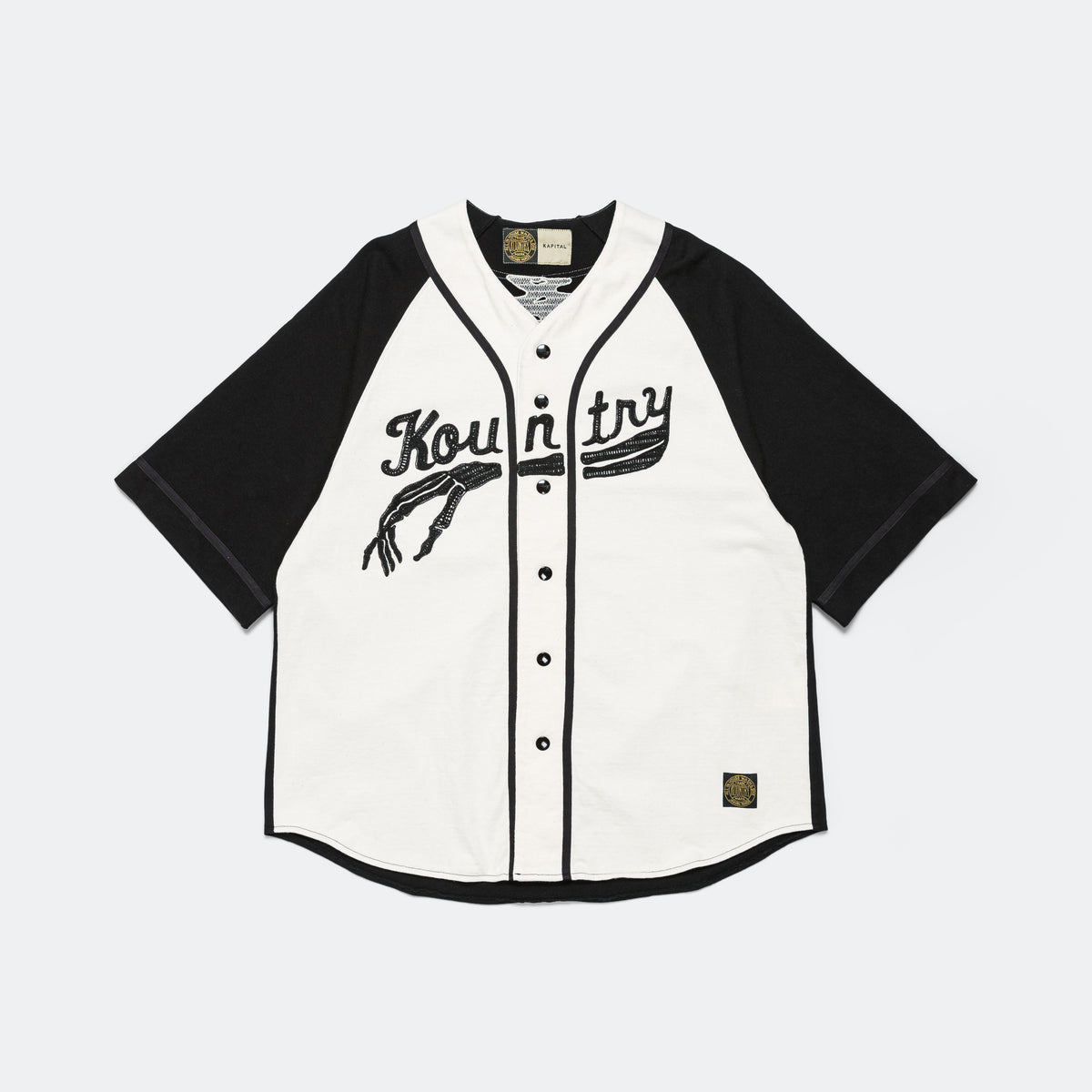 registreren terug Miles KAPITAL Dense Jersey Baseball Shirt (BONE) - Ecru/Black | Up There