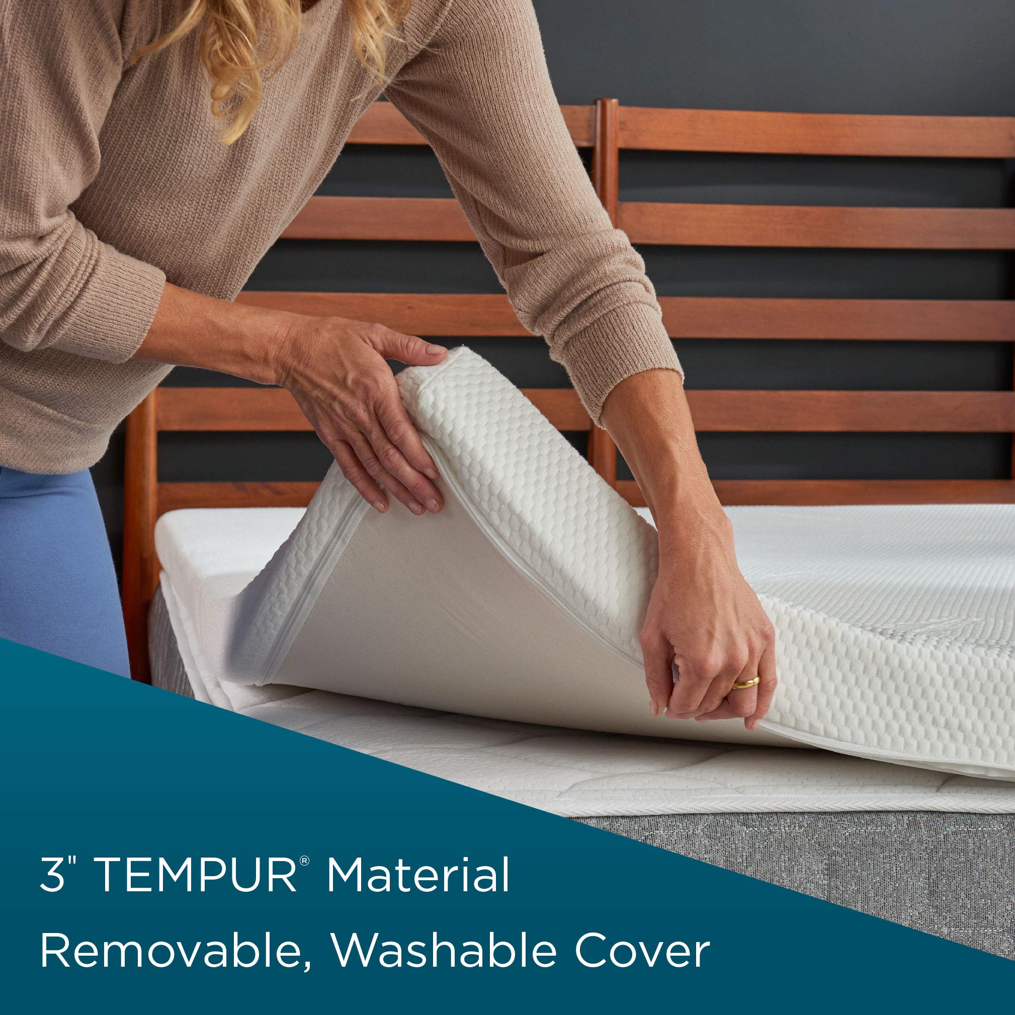 Tempur-Pedic TEMPUR Supreme 3-Inch Medium Firm Mattress Topper, Twin, White