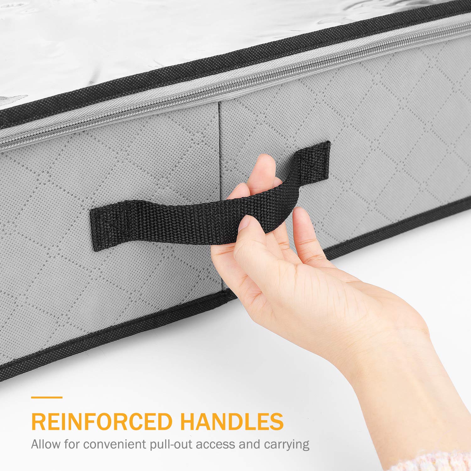 SOLEDI Under Bed Shoe Storage - 2 Pack, Adjustable Dividers, Under Bed Closet Fabric Storage Organizer Box Container Holder for Kids & Adults (Men & Women) Shoes - Gray