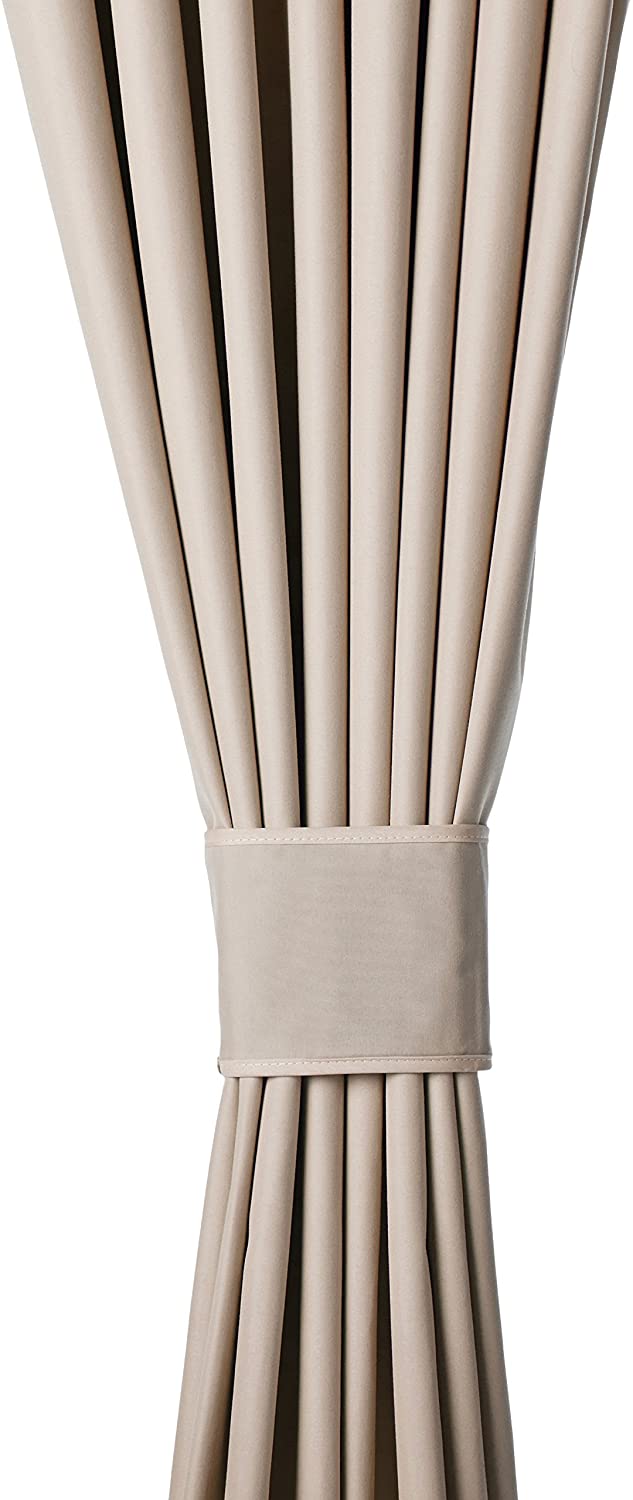 AmazonBasics Room Darkening Blackout Window Curtains with Tie Backs Set, 52" x 63", Taupe