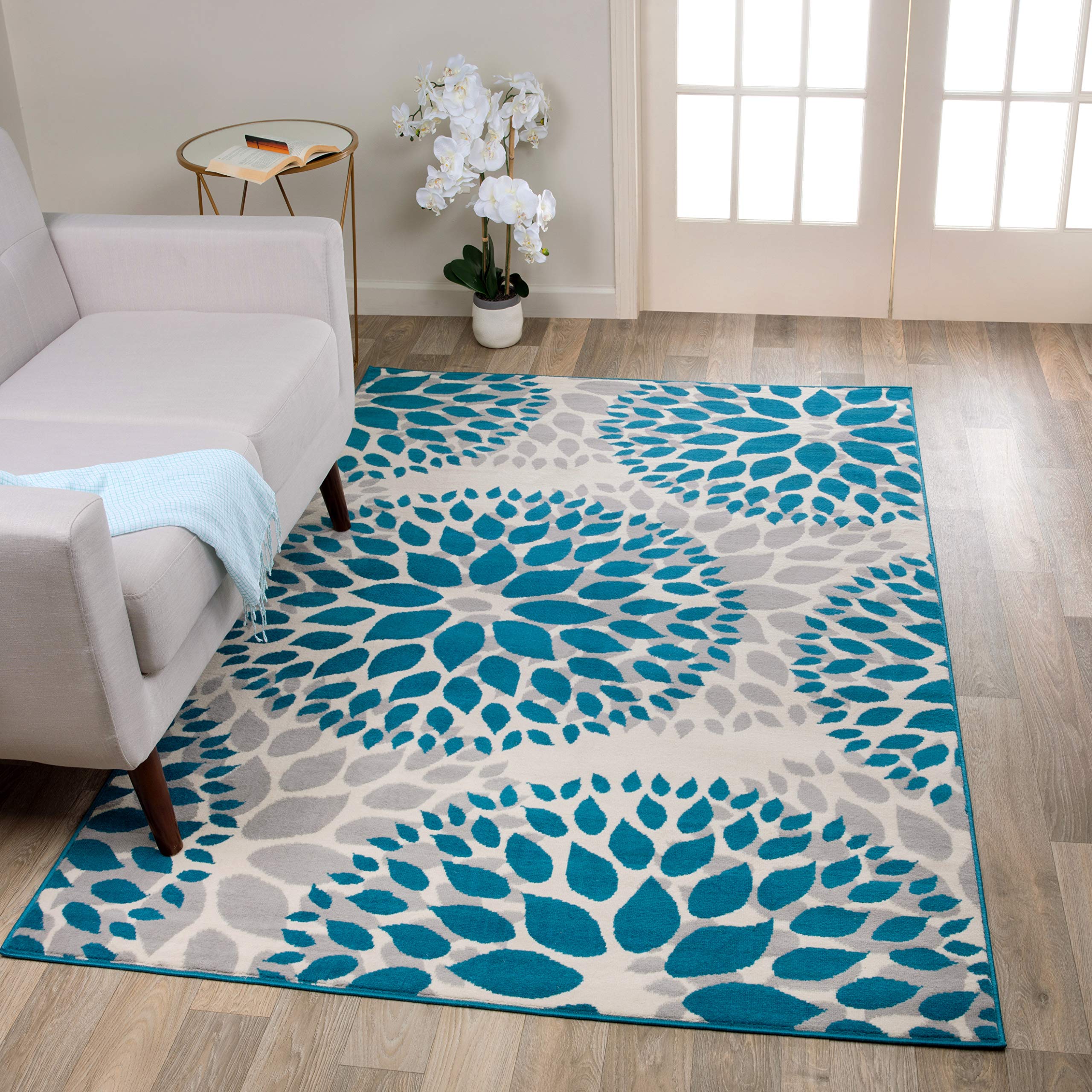 Modern Floral Circles Design Area Rugs 7'6