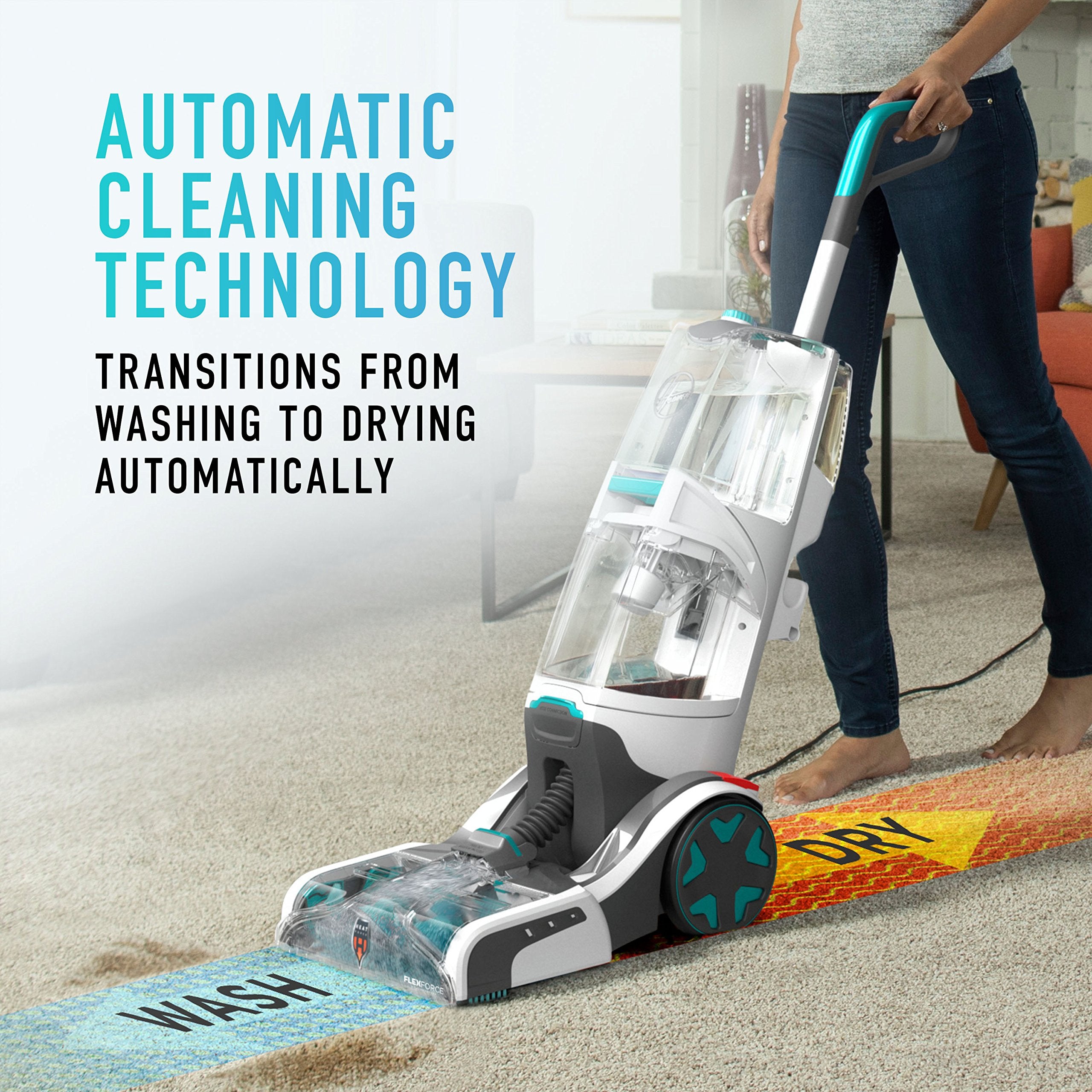 Hoover Smartwash Automatic Carpet Cleaner, FH52000, Turquoise & Paws & Claws Deep Cleaning Carpet Shampoo, Concentrated Machine Cleaner Solution for Pets, 128oz Formula, AH30933, White, 128 oz