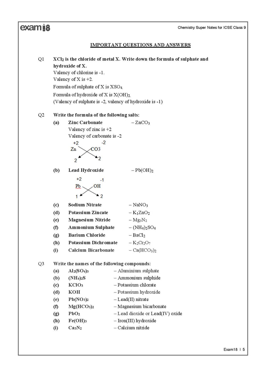 ICSE Class 9 Chemistry Super Notes for 2020 Board Exam ...