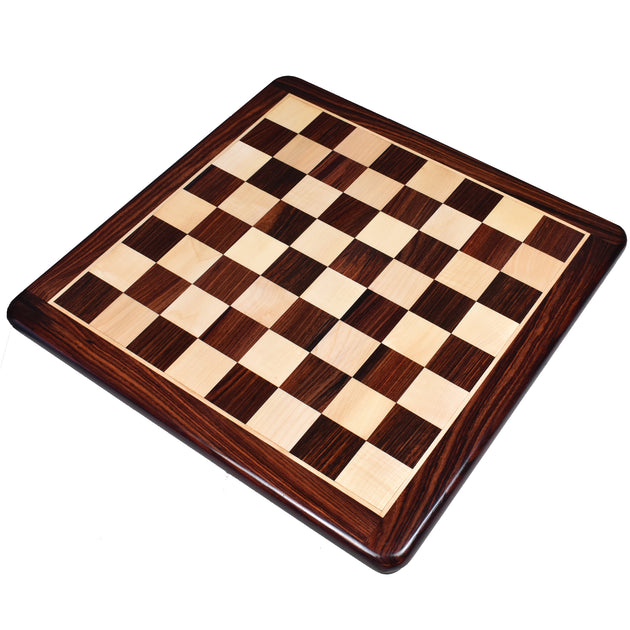 Solid Golden Rosewood/Maple Flat Chess Board 15" Square Size 1.5" Rounded Edges 