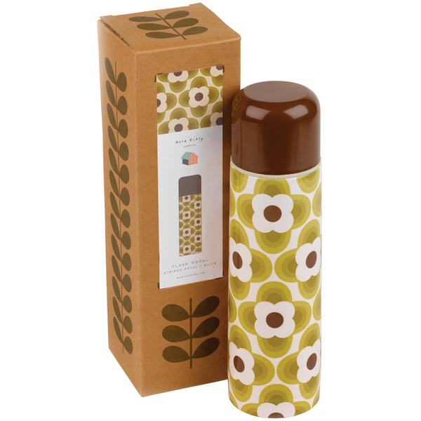 Flask 500ml sripped petal olive design