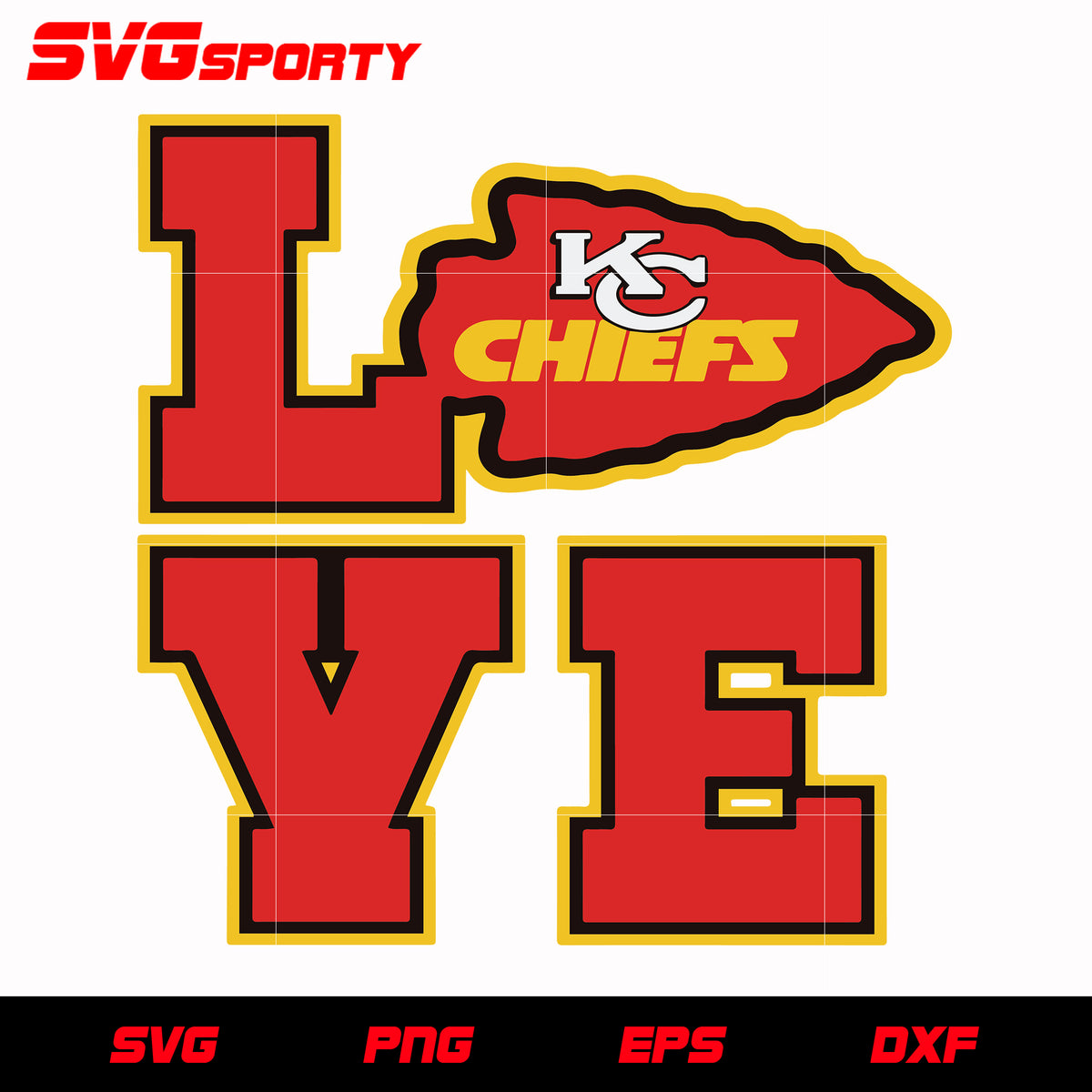 Kansas City Chiefs Love Svg Nfl Svg Eps Dxf Png Digital File Svg Sporty 