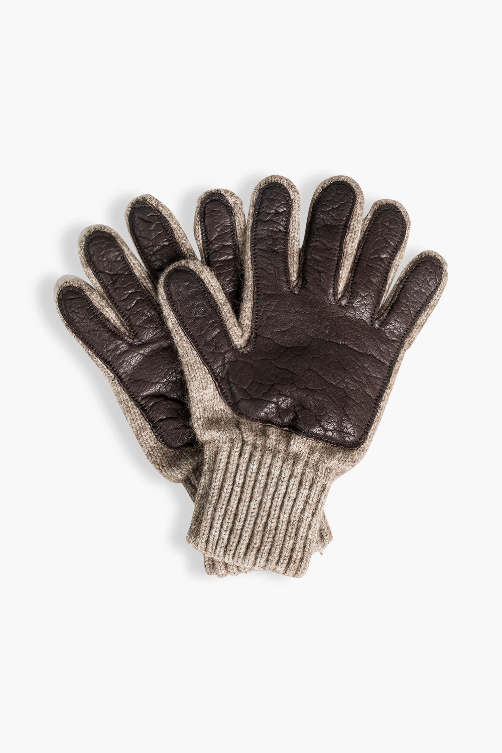 men's ragg wool gloves with leather palms