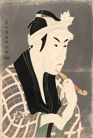 Ukiyo-e by Thoshusai Sharaku. Kabuki Actor Matsumoto Koshiro IV as Fisher Pedder Gorobei, wearing Tenugui around his head