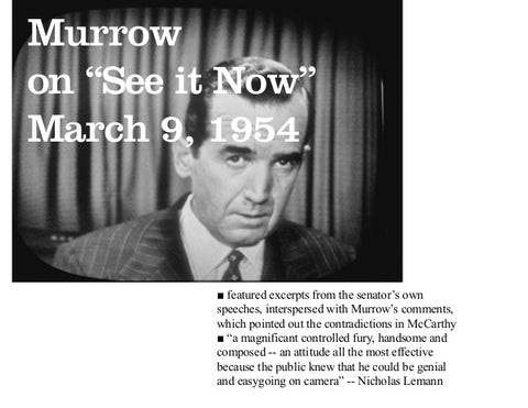 Joseph McCarthy, Repudiation, McCarthyism, Politics, Edward R. Murrow, TV, See It Now...