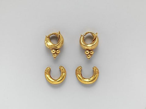 Gold boat-shaped earrings, Classical, 4th-3rd century BC, Etruscan