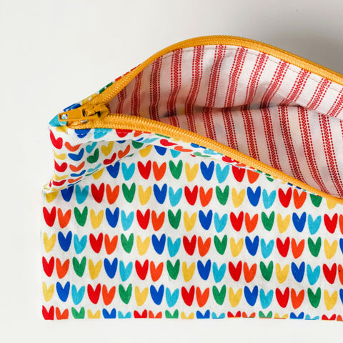 Lilla Barn Clothing reusable fabric zip pouch with hearts