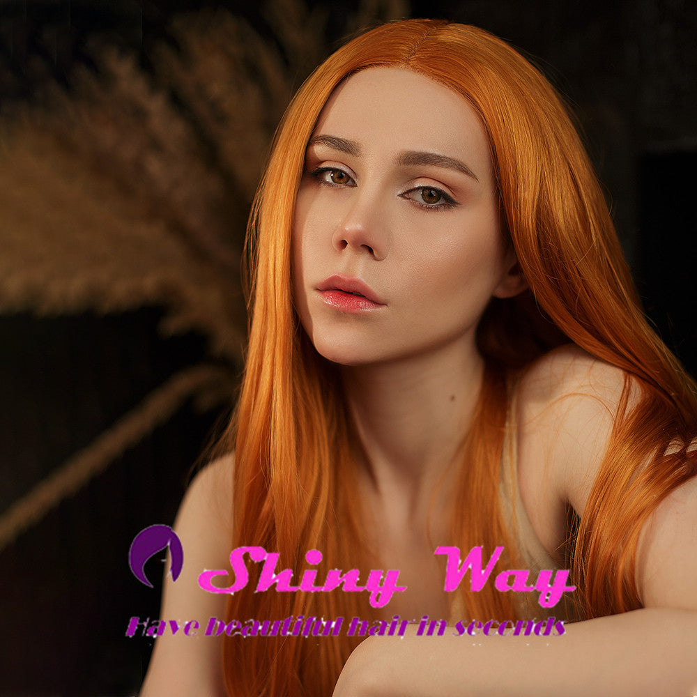 New Natural Orange Long Straight Lace Wig Shiny Way Wigs Melbourne