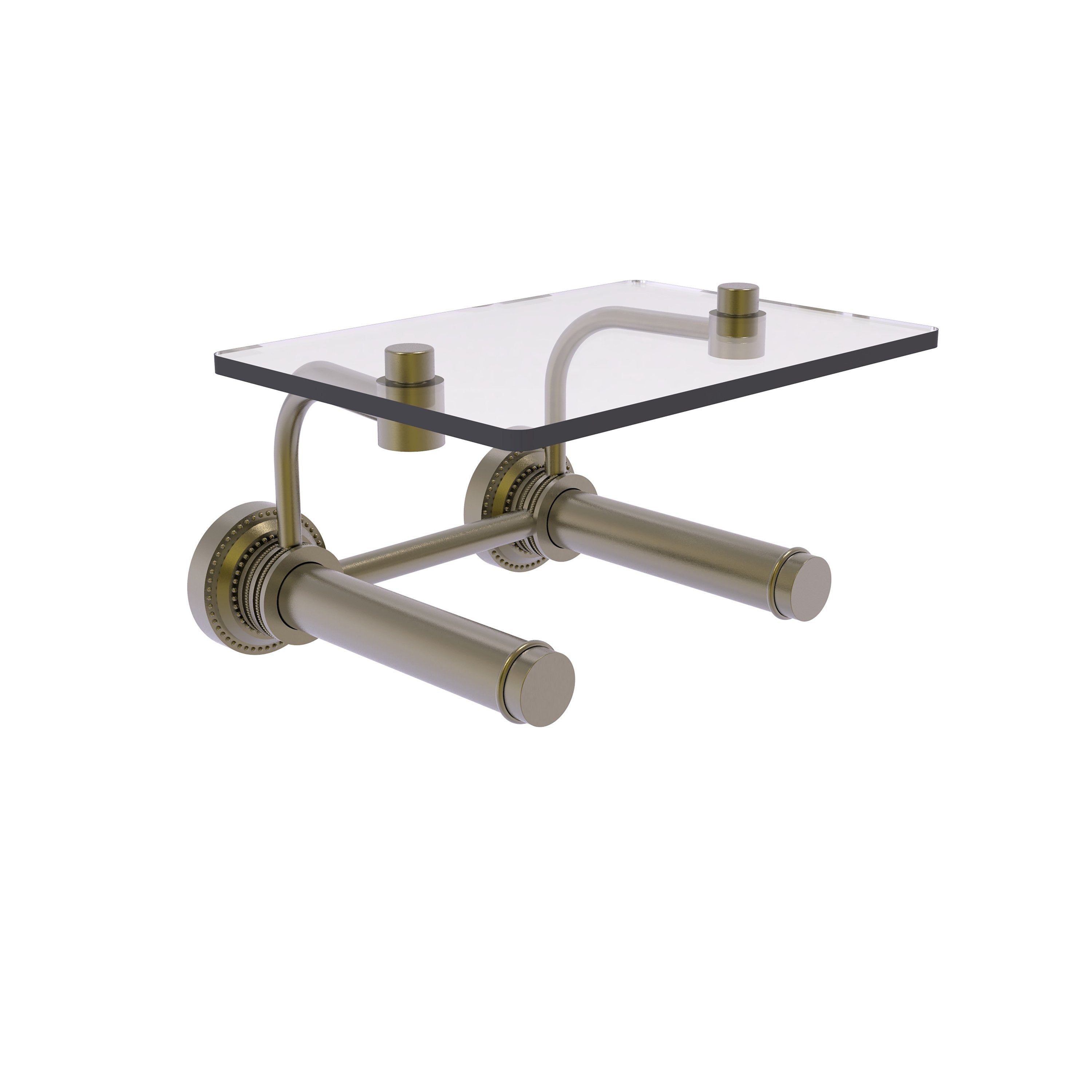 Dottingham Collection Roll Toilet Paper Holder With Glass Shelf