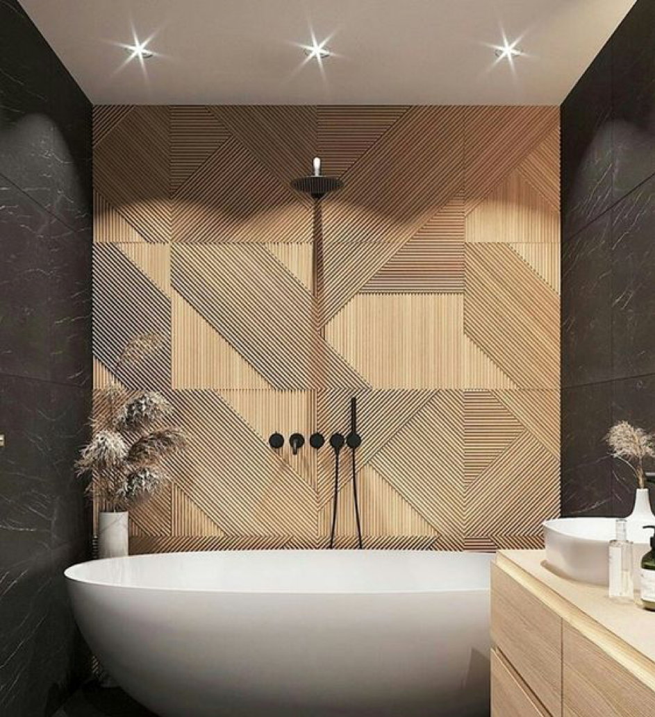 salle de bain mur en bois
