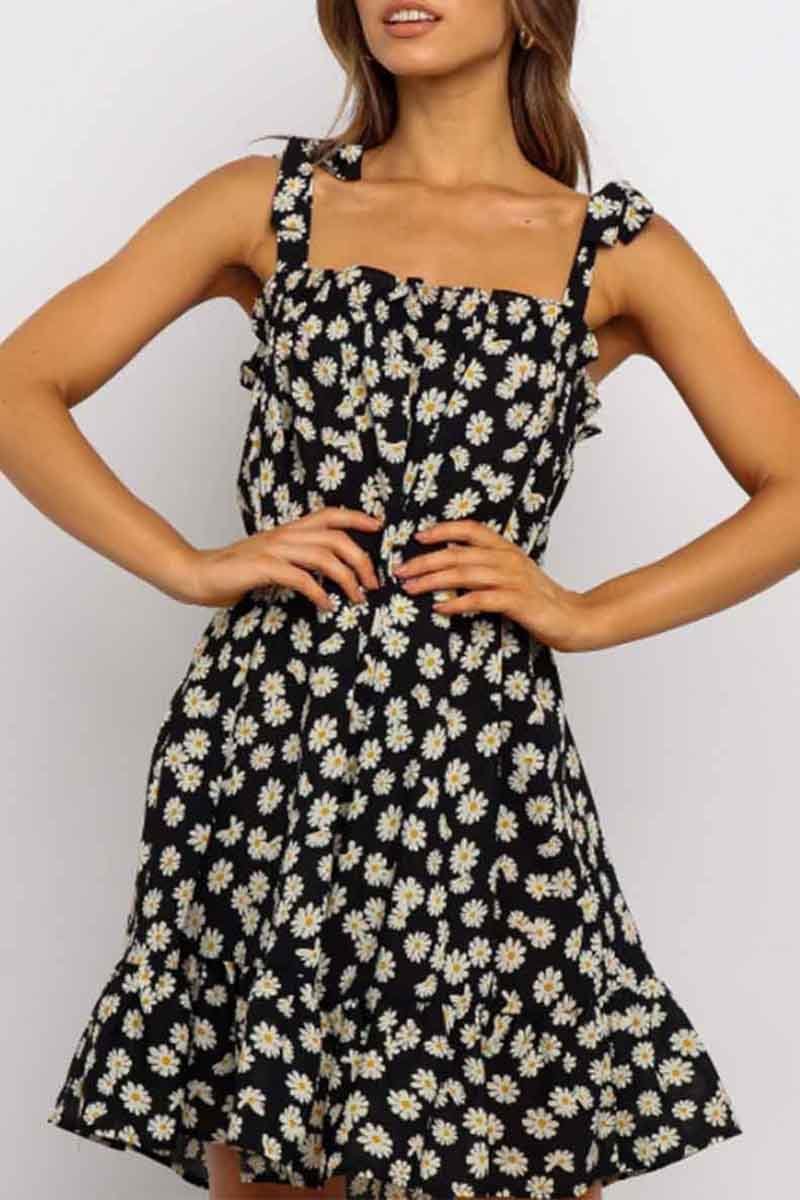 Florcoo Daisy Print Loose Dress