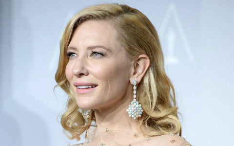 Cate Blanchett wears Chopard opal earrings when she won an Academy Award for best actress